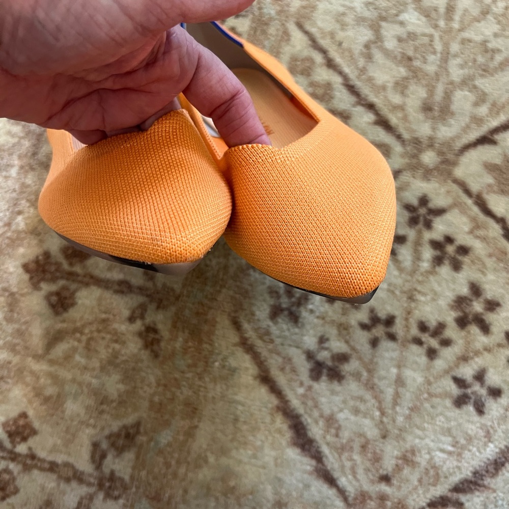 NWOT/Rothy's Women’s Pointed Toe Flats Tangerine Orange Washable Fabric - Picture 11 of 12